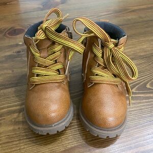 Carter's Tan Kids Boots with Yellow Striped Laces